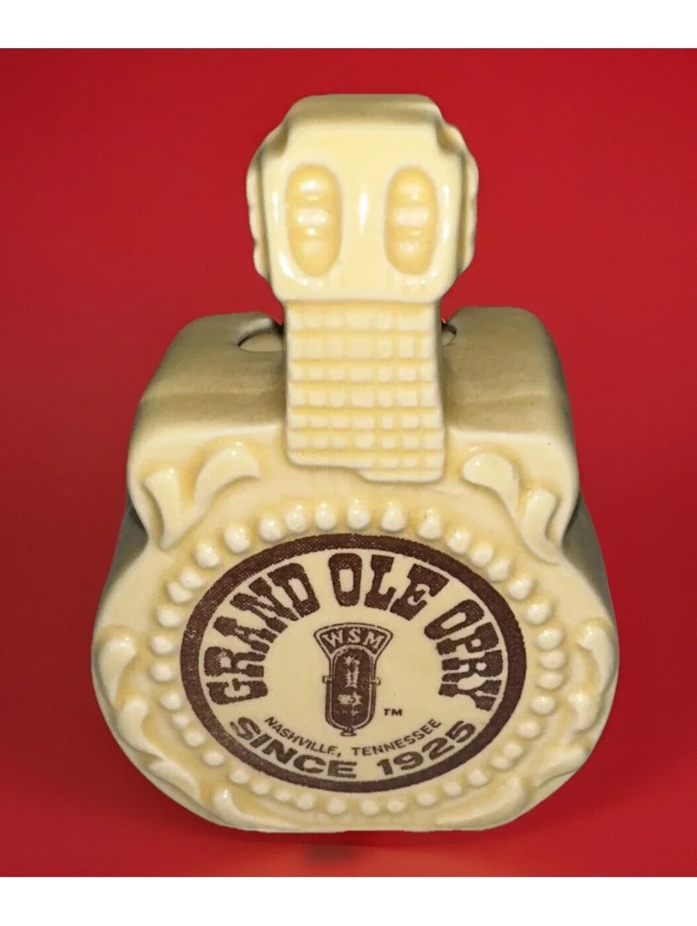 Vintage Grand Ole Opry Souvenir Ceramic Gold Guitar Shaped Toothpick Holder EUC